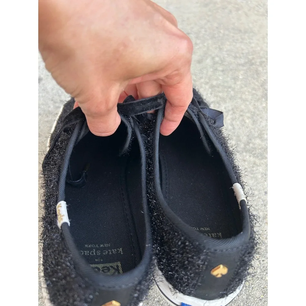 Keds x Kate Spade New York sparkle tinsel fuzzy Kickstart velvet laces sneakers